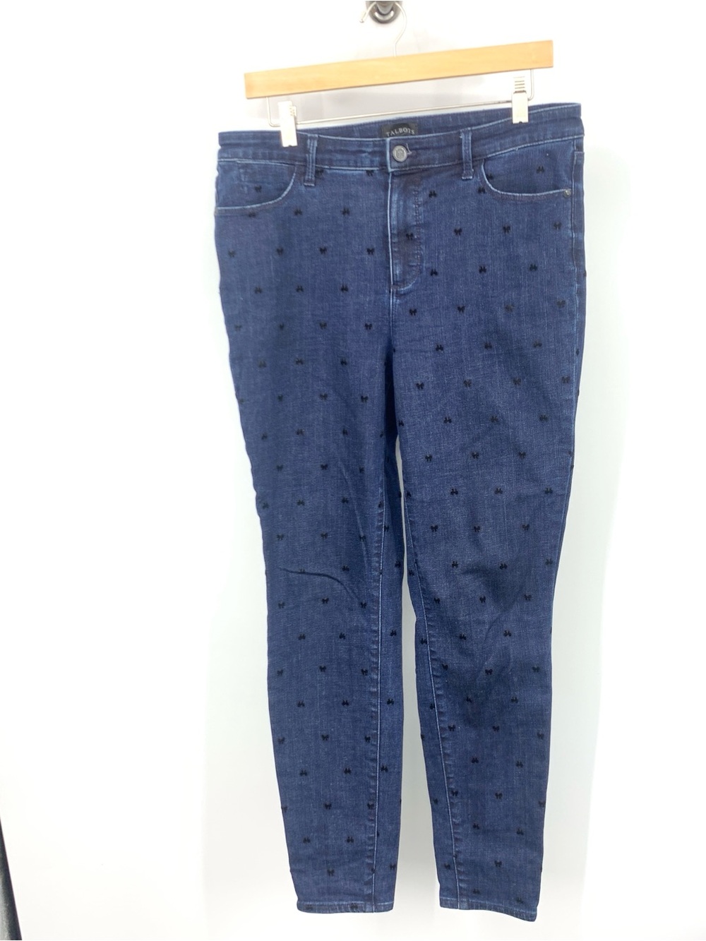 Talbots Women Size 10 Jeans Jegging Skinny Slim Pants Dark Wash Black Bow